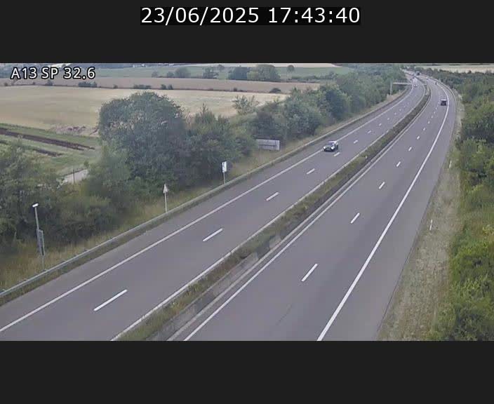 Webcam info trafic A13 à hauteur de Mondorf-les-bains. Vue orientée vers Altwies