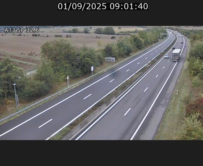 Webcam info trafic A13 à hauteur de Mondorf-les-bains. Vue orientée vers Altwies