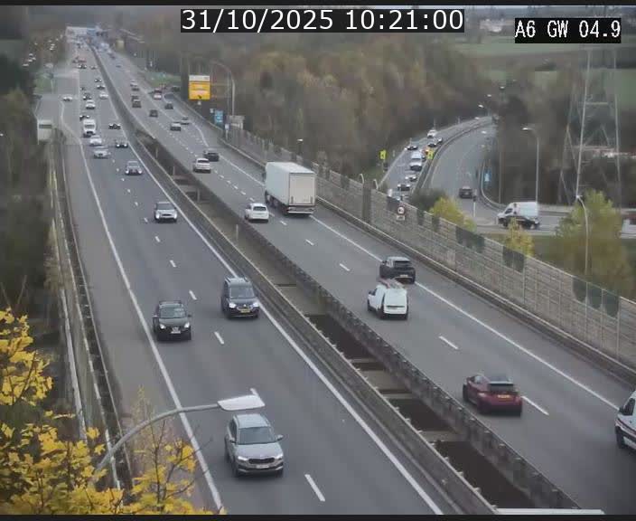 Traffic live webcam Luxembourg Croix de Cessange - A6 - BK 4.9 - direction Belgique