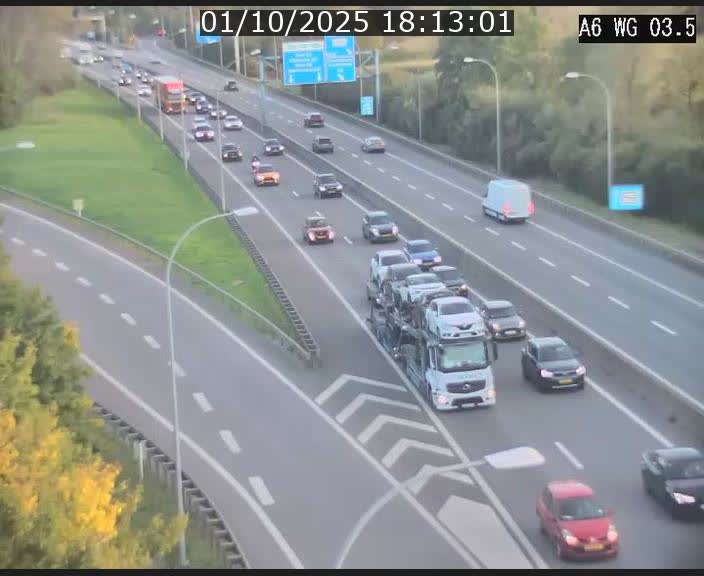 Traffic live webcam Luxembourg - Croix de Cessange - A6 - BK 3.5 - direction France/Allemagne