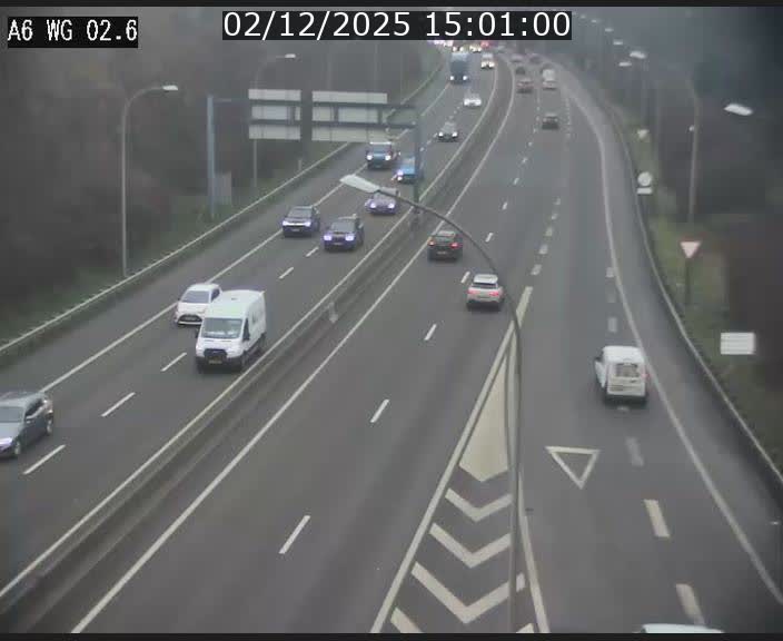 Traffic live webcam Luxembourg Croix de Cessange - A6 - BK 2.6 - direction France/Allemagne