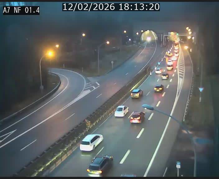 Caméra autoroute Luxembourg A7 - Echangeur Waldhaff - direction Tunnel Stafelter