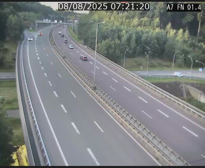 Caméra autoroute Luxembourg A7 - Tunnel Stafelter - direction Echangeur Grünewald