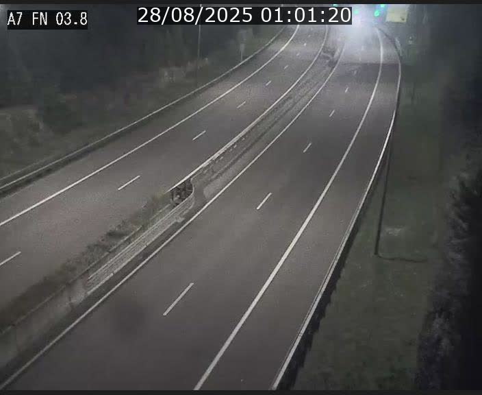 Caméra autoroute Luxembourg A7 - Passage à gibier Rëngelbour - direction Tunnel Stafelter