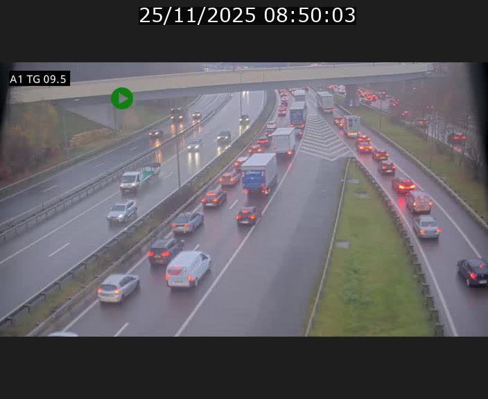 Traffic live webcam Luxembourg Jonction Grünewald - A1 direction Luxembourg-ville - BK 9.5
