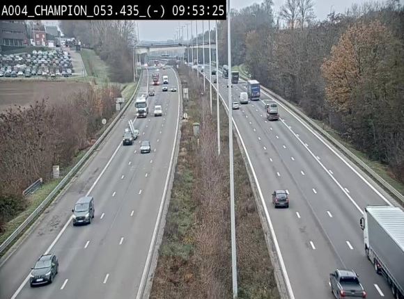 Webcam E411 à Champion, à proximité de Namur. Vue orientée vers Bruxelles