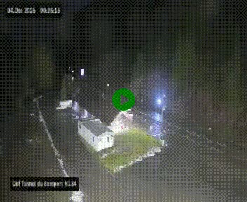 Webcam à l'entrée du tunnel du Somport, côté français, sur la N134, dans les Pyrénées, en direction de l'Espagne, à 1116 mètres d'altitude
