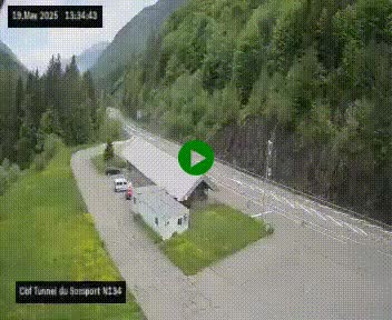Webcam à l'entrée du tunnel du Somport, côté français, sur la N134, dans les Pyrénées, en direction de l'Espagne, à 1116 mètres d'altitude