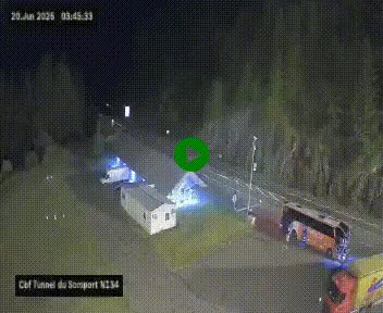 Webcam à l'entrée du tunnel du Somport, côté français, sur la N134, dans les Pyrénées, en direction de l'Espagne, à 1116 mètres d'altitude
