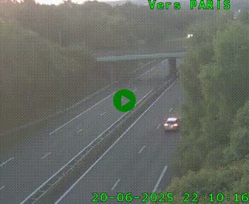 Caméra routière sur l'autoroute A20 au nord de Limoges, à la jonction avec la N520. Vue orientée vers Paris