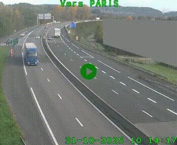 Caméra routière sur l'autoroute A20 à Brive-la-Gaillarde, à la jonction avec l'A89. Vue orientée vers Paris