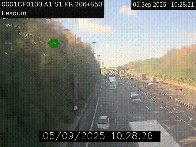 Webcam autoroute A1 à hauteur de Lesquin. Vue orientée vers Lille