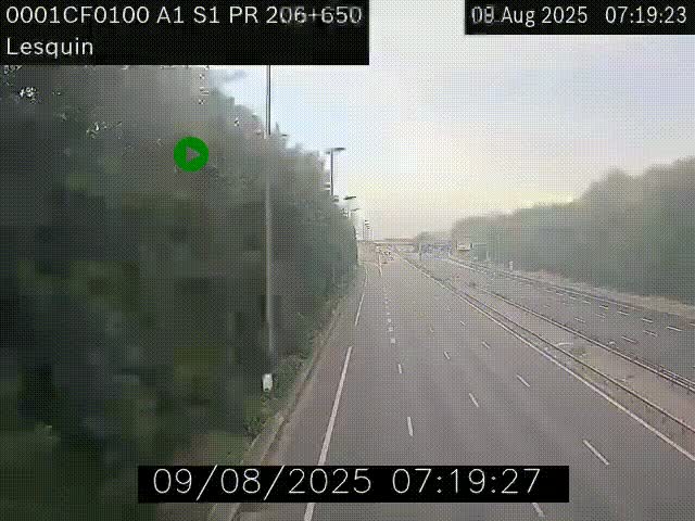 Webcam autoroute A1 à hauteur de Lesquin. Vue orientée vers Lille
