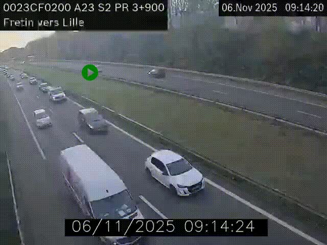 Webcam autoroute A23 à hauteur de Fretin. Vue orientée vers Lille
