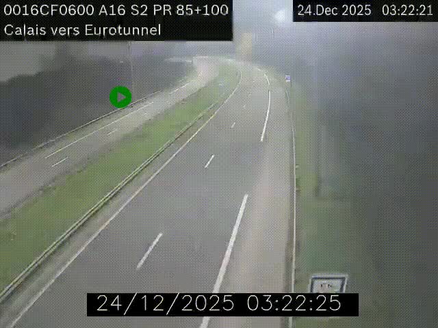 Webcam A16 à Calais en direction du Tunnel sous la Manche (Eurotunnel)