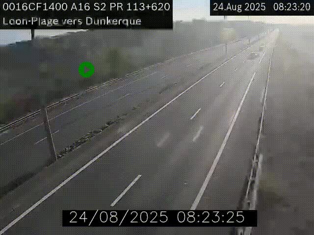 Webcam autoroute A16 à hauteur de Loon-Plage. Vue orientée vers Dunkerque et la Belgique.