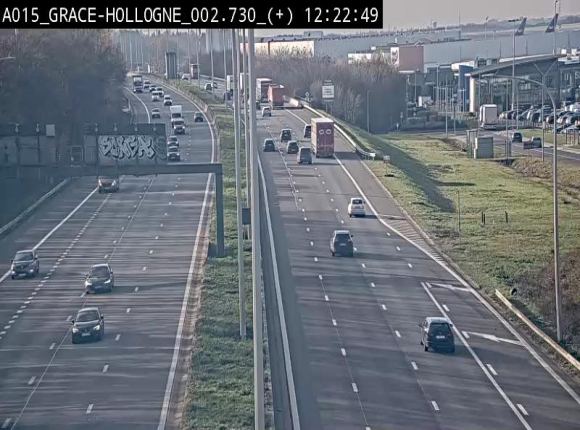 Webcam E42/A15 à Grâce-Hollogne, à proximité de la jonction avec l'A604. Vue orientée vers Namur