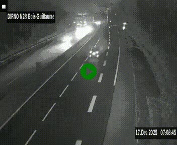 Webcam routière à hauteur de Bois-Guillaume en périphérie de Rouen. Vue orientée vers Rouen