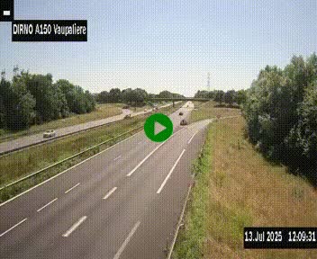 Webcam autoroute A150 à hauteur de La Vaupalière en périphérie de Rouen. Vue orientée vers Rouen