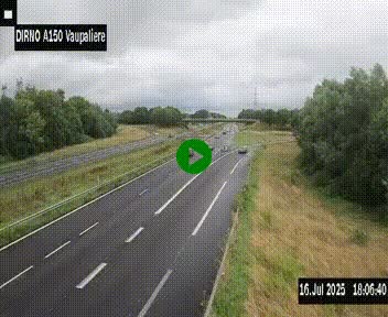 Webcam autoroute A150 à hauteur de La Vaupalière en périphérie de Rouen. Vue orientée vers Rouen