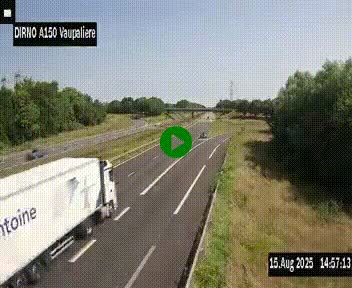 Webcam autoroute A150 à hauteur de La Vaupalière en périphérie de Rouen. Vue orientée vers Rouen
