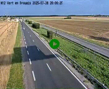 Webcam à hauteur de Vert-en-Drouais sur la N12, en périphérie de Dreux. Vue orientée vers Alençon