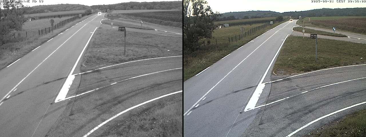 Webcam à Bellefontaine dans les Vosges à 552 mètres d'altitude sur la D63, à la jonction avec la D20A