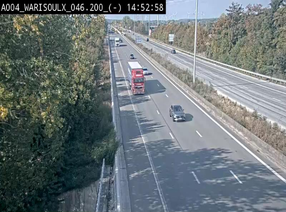 Webcam sur l'E411 à proximité de la jonction avec l'E42 à Warisoulx. Vue orientée vers le nord