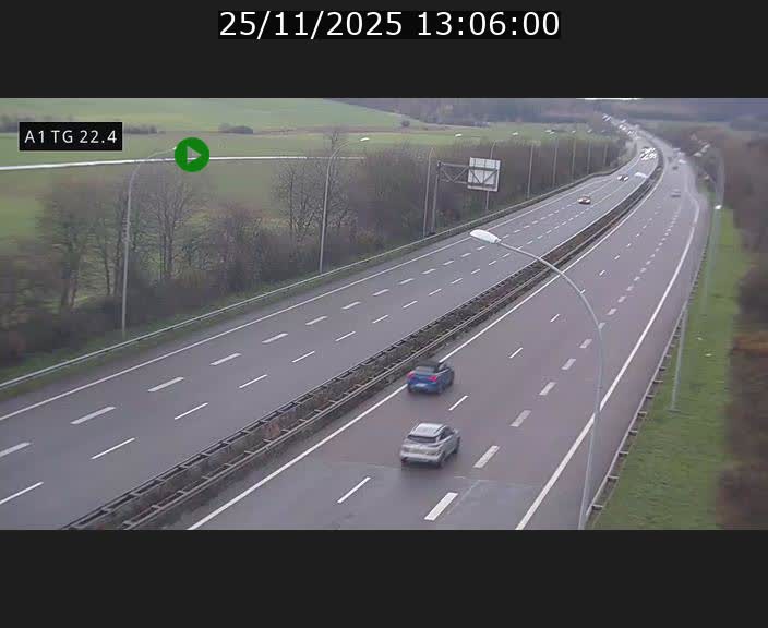 Traffic live webcam Luxembourg Flaxweiler - A1 direction Luxembourg - BK 22.4