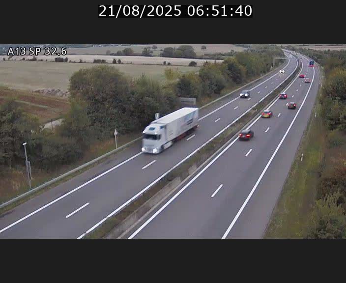 Webcam info trafic A13 à hauteur de Mondorf-les-bains. Vue orientée vers Altwies