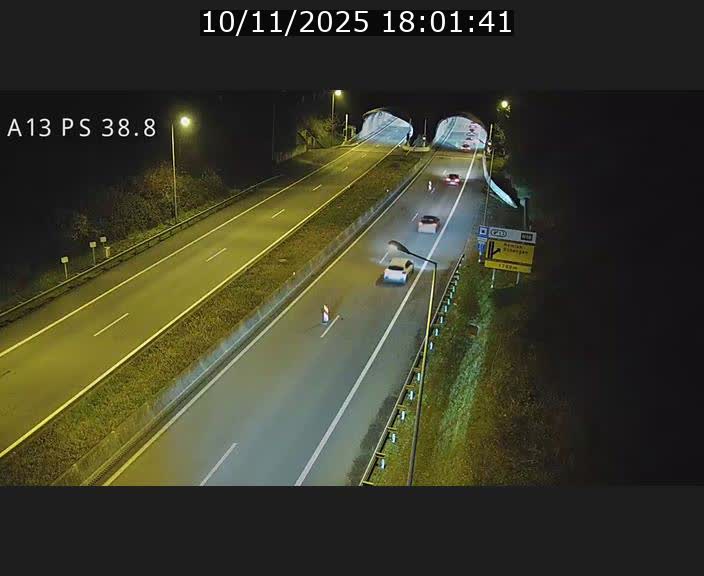 Webcam autoroute A13 à l'entrée ouest du tunnel Markusbierg à Schengen. Vue orientée vers Mondorf-les-Bains