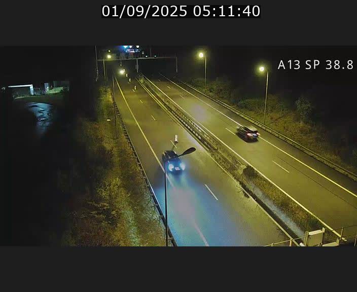 Webcam autoroute A13 à l'entrée ouest du tunnel Markusbierg à Schengen. Vue orientée vers le tunnel et l'Allemagne