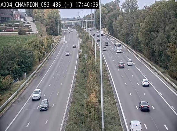 Webcam E411 à Champion, à proximité de Namur. Vue orientée vers Bruxelles