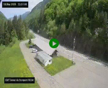 Webcam à l'entrée du tunnel du Somport, côté français, sur la N134, dans les Pyrénées, en direction de l'Espagne, à 1116 mètres d'altitude