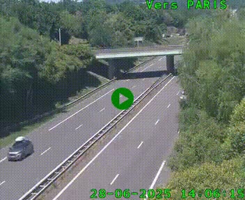 Caméra routière sur l'autoroute A20 au nord de Limoges, à la jonction avec la N520. Vue orientée vers Paris