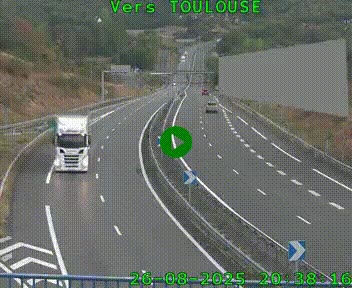 Caméra routière sur l'autoroute A20 à Noailles, en périphérie de Brive-la-Gaillarde. Vue orientée vers Toulouse
