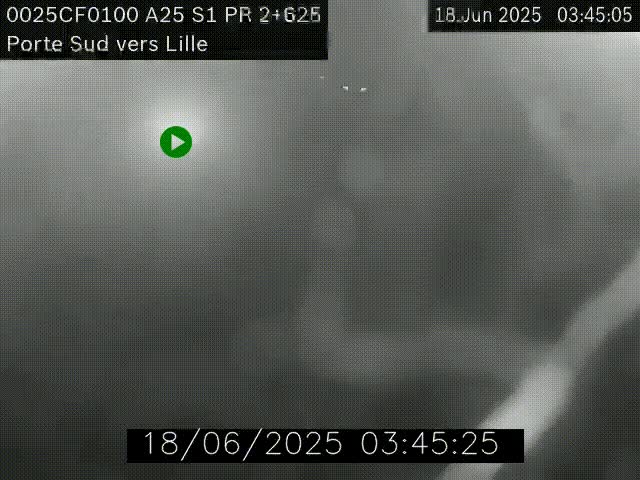 Webcam autoroute A25 sur le périphérique de Lille à hauteur de Lille-Sud et la sortie 3 Faches-Thumesnil. Vue orientée vers Lille-Centre.