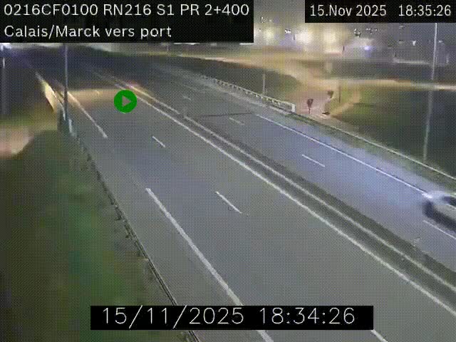 Webcam à Calais sur A216 (N216) en direction du port (harbour) de Calais.