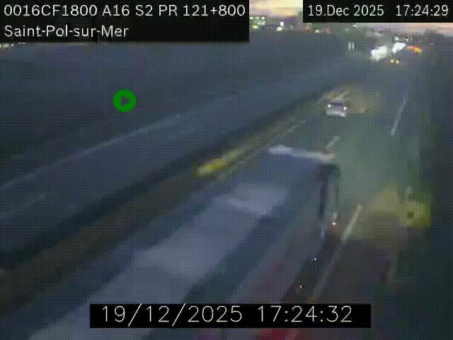 Webcam autoroute A16 à proximité de Dunkerque, à hauteur de la sortie Saint-Pol-sur-Mer. Vue orientée vers Calais