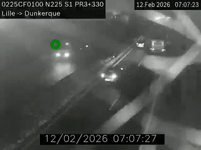 Webcam autoroute A25 (N225) à hauteur de Bergues (Bierne). Vue orientée vers Dunkerque.