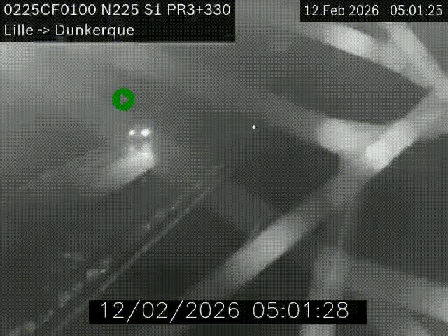 Webcam autoroute A25 (N225) à hauteur de Bergues (Bierne). Vue orientée vers Dunkerque.