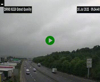 Webcam routière sur N338 à hauteur de Grand-Quevilly en périphérie de Rouen. Vue orientée vers Rouen