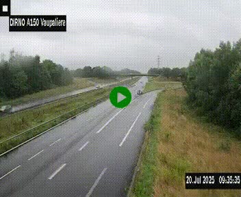 Webcam autoroute A150 à hauteur de La Vaupalière en périphérie de Rouen. Vue orientée vers Rouen
