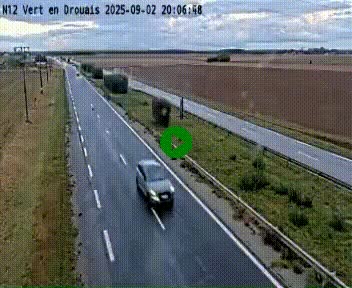 Webcam à hauteur de Vert-en-Drouais sur la N12, en périphérie de Dreux. Vue orientée vers Alençon