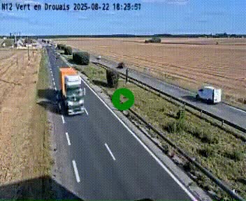 Webcam à hauteur de Vert-en-Drouais sur la N12, en périphérie de Dreux. Vue orientée vers Alençon