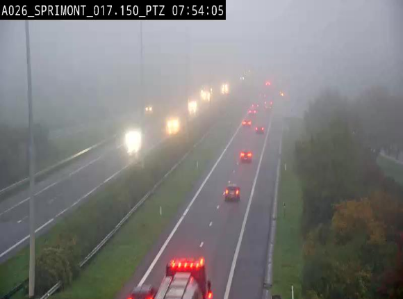Webcam A26 (E25) à Sprimont, sur l'autoroute entre Liège et Arlon. Vue orientée vers le Luxembourg