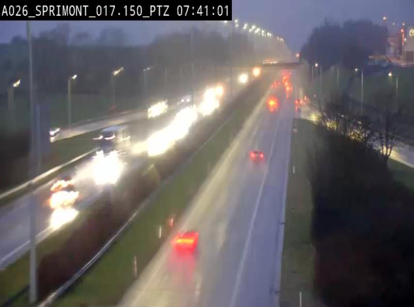 Webcam A26 (E25) à Sprimont, sur l'autoroute entre Liège et Arlon. Vue orientée vers le Luxembourg