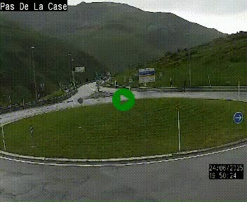 Webcam sur la N22 au niveau du poste frontière entre la France et Andorre à proximité de Pas de la Case à plus de 2000 mètres d'altitude