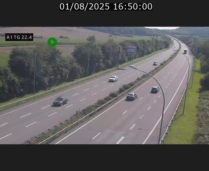 Traffic live webcam Luxembourg Flaxweiler - A1 direction Luxembourg - BK 22.4