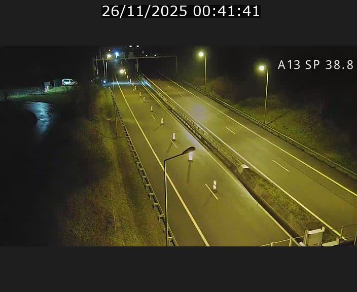 Webcam autoroute A13 à l'entrée ouest du tunnel Markusbierg à Schengen. Vue orientée vers le tunnel et l'Allemagne